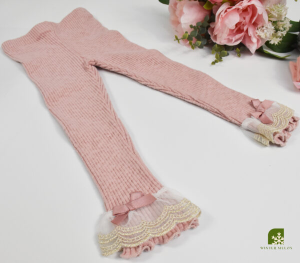 เลกกิ้งสำหรับเด็กผ้าร่อง สีชมพู - Image 2