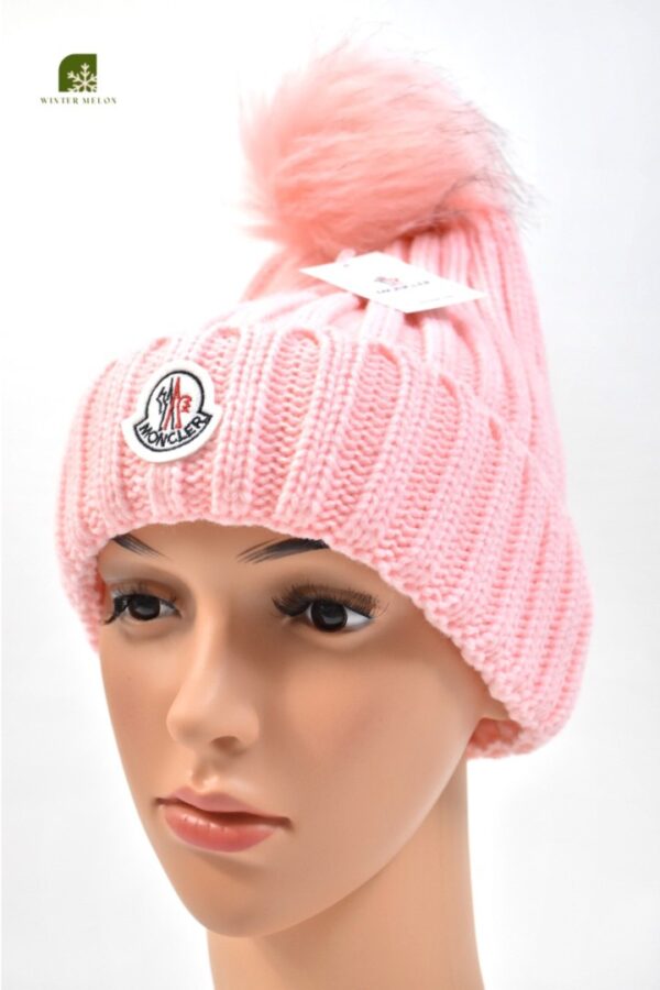 หมวกไหมพรมสีชมพู  MONCLER