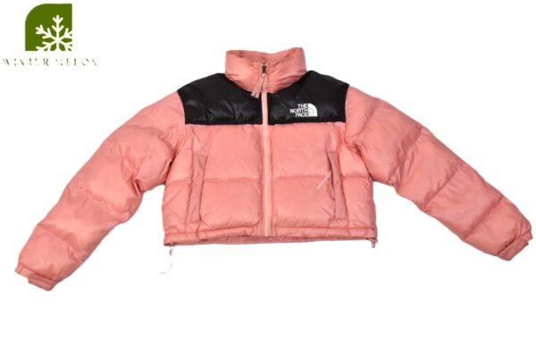เสื้อกันหนาวทรงครอปTHE NORTH FACE สีชมพูทูโทนดำ