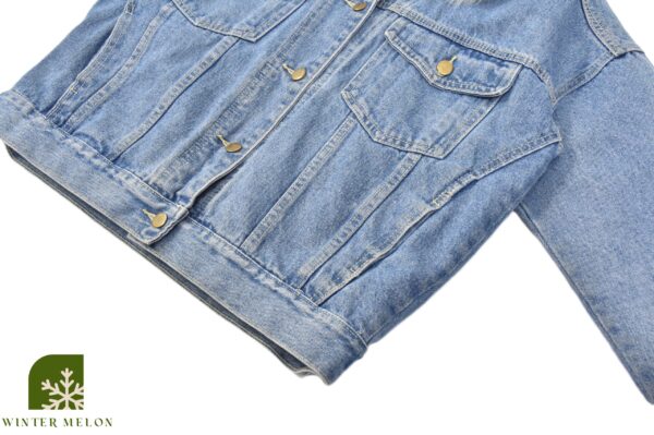 เสื้อกันหนาวแจ็คเก็ตยีนส์ ซับในบุขน - Image 4