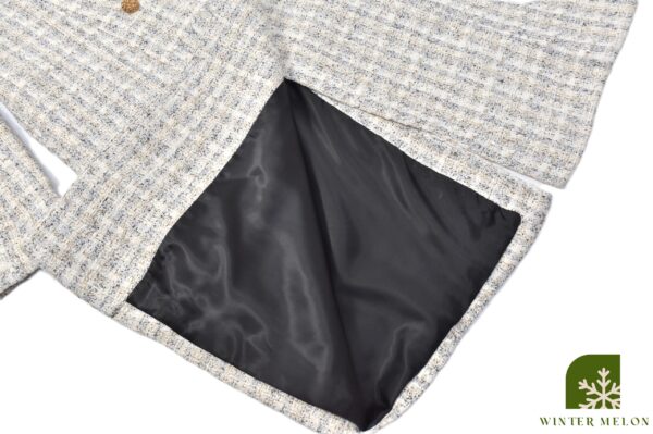 เสื้อโค้ท CHICLINE สีขาวฟ้าลายสก๊อตทวิต - Image 5