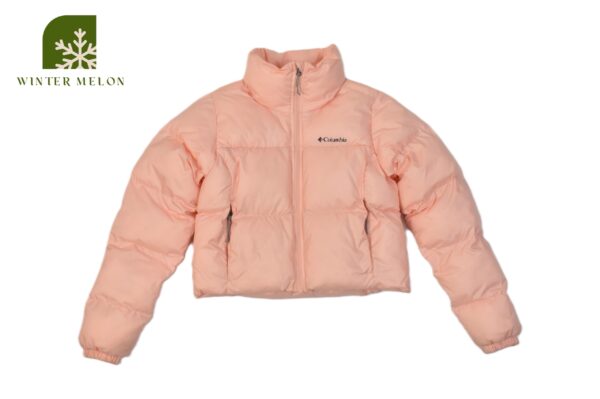 เสื้อกันหนาวทรงครอป COLUMBIA สีพีช